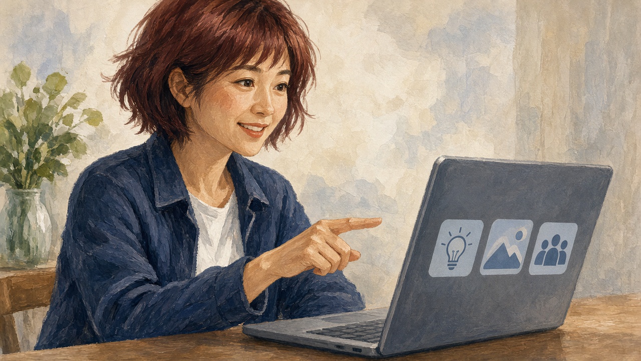 申し込みまでの道筋を整えている、若々しい女性のイラスト